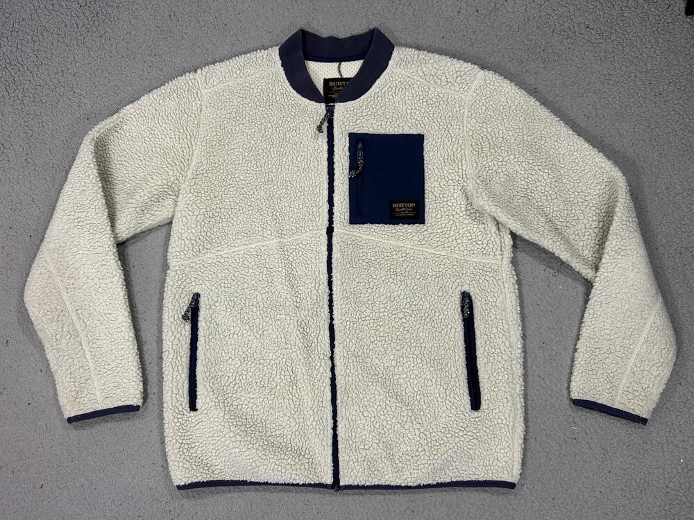 Burton Grove Fleece Jacket Mens Medium White Sherpa Full Zip Outdoor Hiking